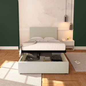 Baldiflex letto contenitore piazza e mezza in ecopelle sfoderabile Rossano beige chiaro