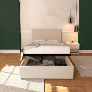 Baldiflex letto contenitore piazza e mezza in ecopelle sfoderabile Rossano bianco