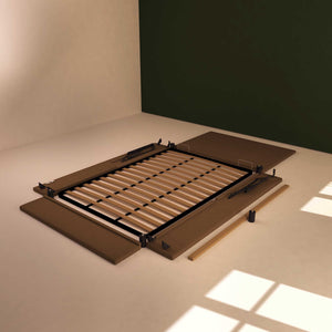 Baldiflex letto contenitore piazza e mezza in ecopelle sfoderabile Rossano caffè smontato