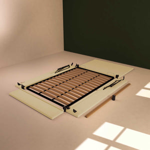 Baldiflex letto contenitore piazza e mezza in ecopelle sfoderabile Rossano crema smontato