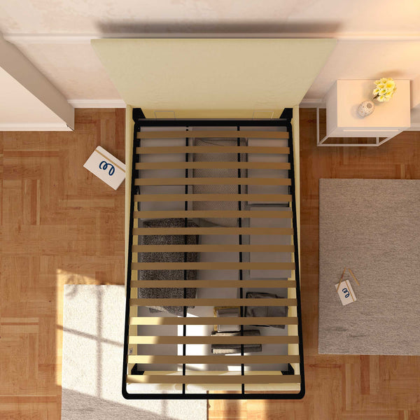 Baldiflex letto contenitore piazza e mezza in ecopelle sfoderabile Rossano crema top