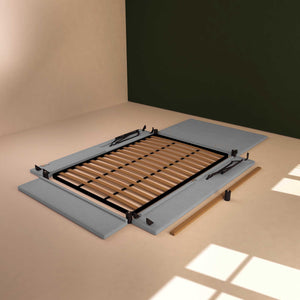 Baldiflex letto contenitore piazza e mezza in ecopelle sfoderabile Rossano grigio chiaro smontato