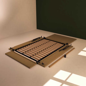 Baldiflex letto contenitore piazza e mezza in ecopelle sfoderabile Rossano marrone chiaro smontato