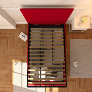 Baldiflex letto contenitore piazza e mezza in ecopelle sfoderabile Rossano rosso top