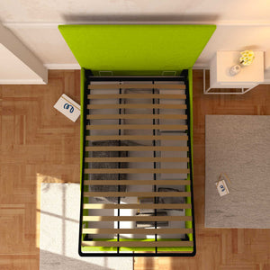 Baldiflex letto contenitore piazza e mezza in ecopelle sfoderabile Rossano verde mela top