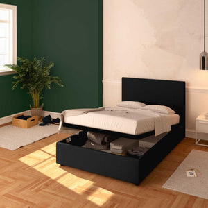 Baldiflex letto contenitore una piazza e mezza in tessuto sfoderabile Rossano nero da destra