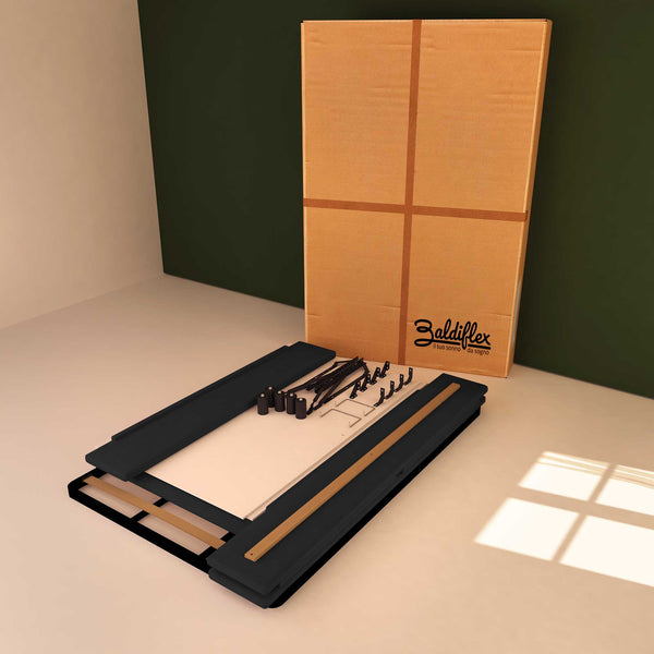 Baldiflex letto contenitore una piazza e mezza in tessuto sfoderabile Rossano nero scatola