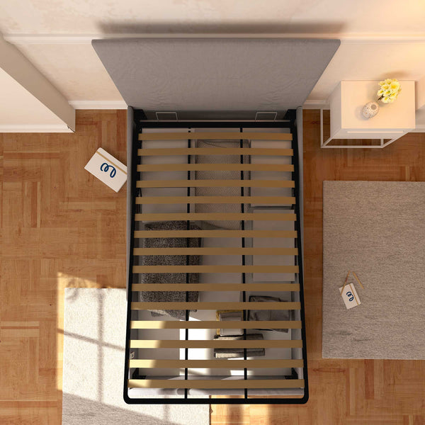 Baldiflex letto contenitore una piazza e mezza in tessuto sfoderabile Rossano grigio top