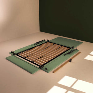 Baldiflex letto contenitore una piazza e mezza in tessuto sfoderabile Rossano verde menta smontato