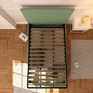 Baldiflex letto contenitore una piazza e mezza in tessuto sfoderabile Rossano verde menta top