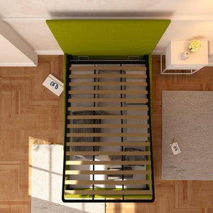 Baldiflex letto contenitore una piazza e mezza in tessuto sfoderabile Rossano verde top