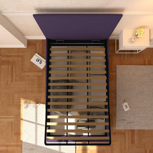 Baldiflex letto contenitore una piazza e mezza in tessuto sfoderabile Rossano viola top