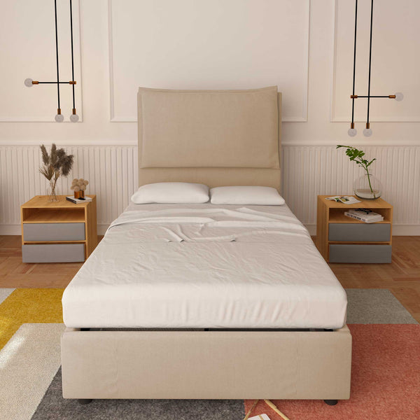 Bed without container one and a half size in Diana XL fabric