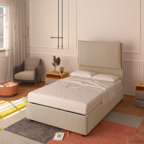 Bed without container one and a half size in Diana XL fabric