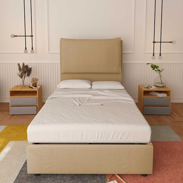 Bed without container one and a half size in Diana XL fabric