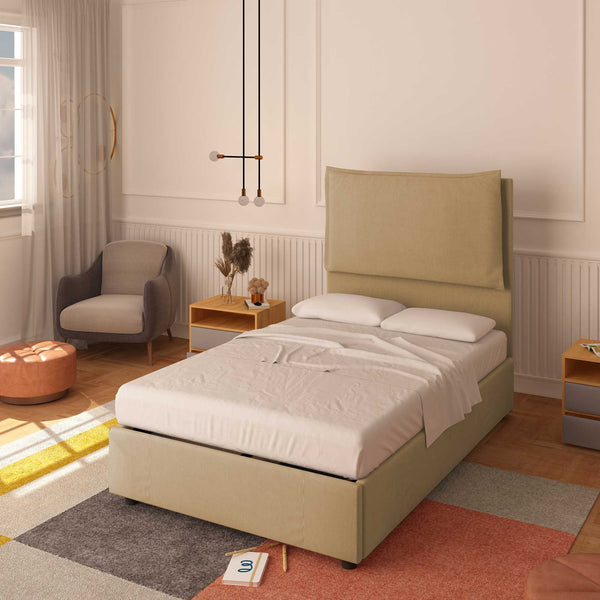 Bed without container one and a half size in Diana XL fabric