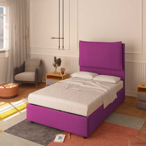 Bed without container one and a half size in Diana XL fabric