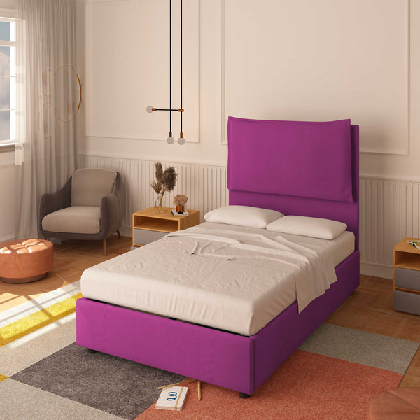 Bed without container one and a half size in Diana XL fabric