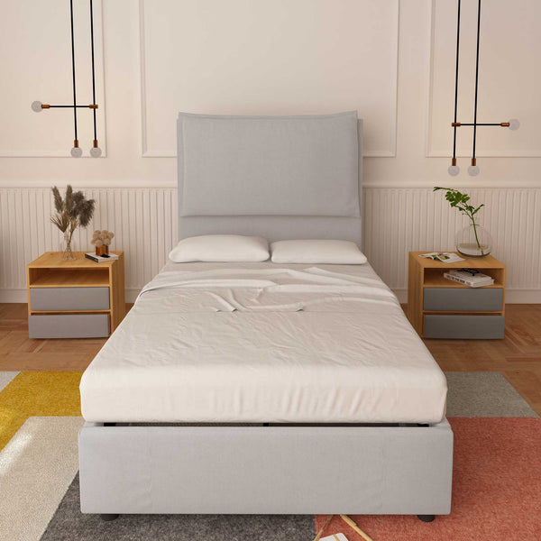 Bed without container one and a half size in Diana XL fabric