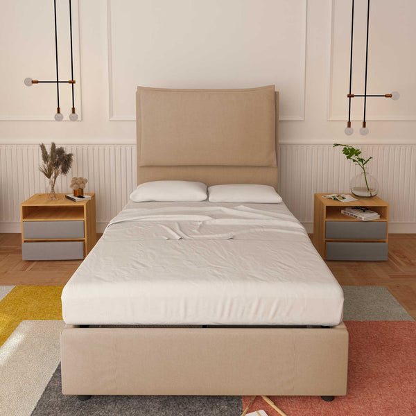 Bed without container one and a half size in Diana XL fabric