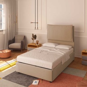 Bed without container one and a half size in Diana XL fabric