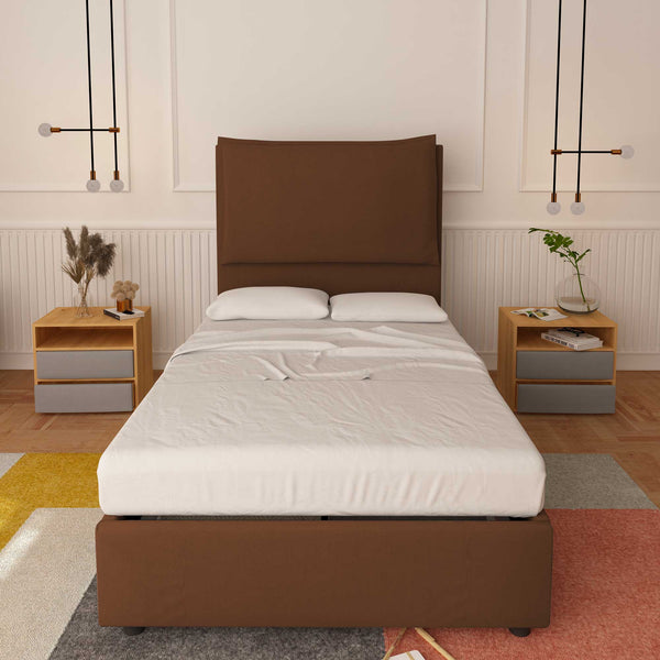 Bed without container one and a half size in Diana XL fabric
