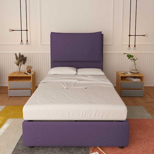 Bed without container one and a half size in Diana XL fabric