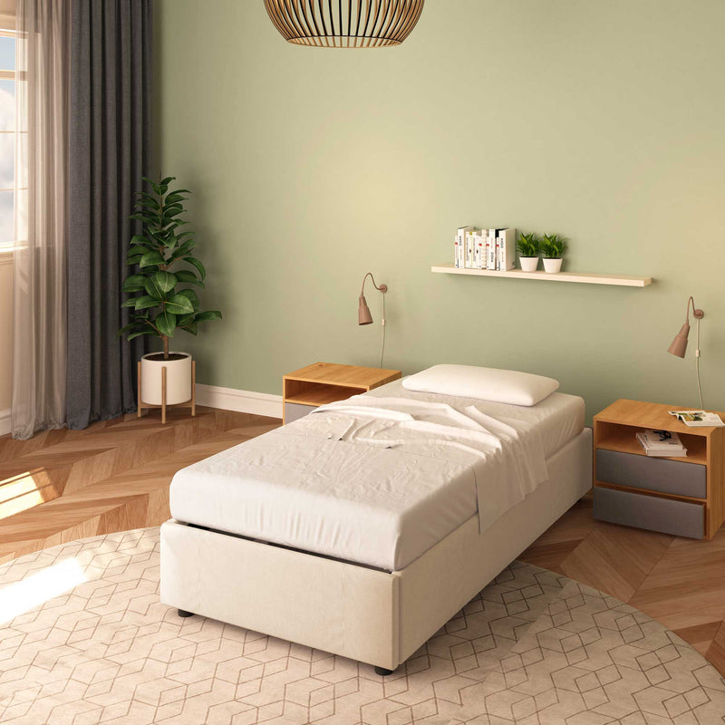 letto cloe senza contenitore in tessuto beige