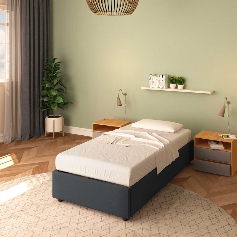 letto cloe senza contenitore in tessuto grigio grafite