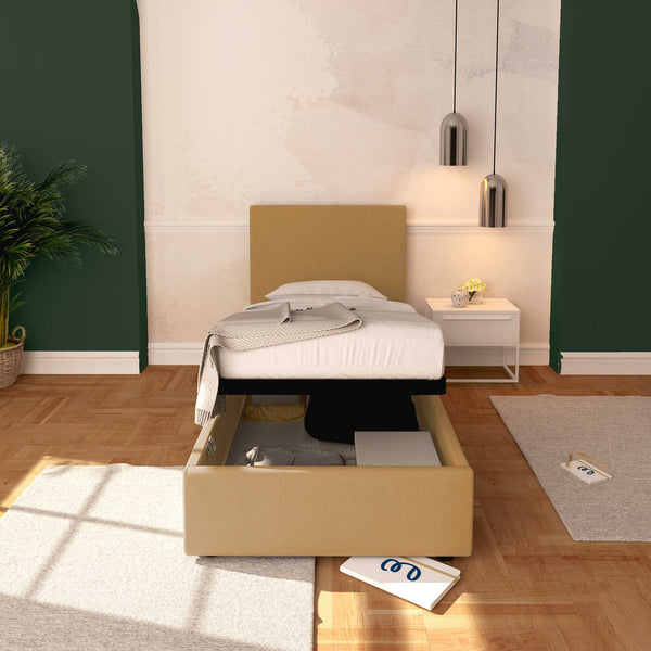 Baldiflex letto contenitore singolo in ecopelle sfoderabile Rossano beige