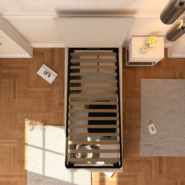 Baldiflex letto contenitore singolo in ecopelle sfoderabile Rossano bianco top