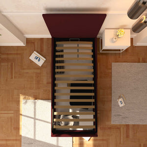 Baldiflex letto contenitore singolo in ecopelle sfoderabile Rossano bordeaux top