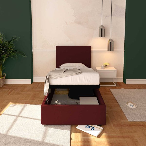 Baldiflex letto contenitore singolo in ecopelle sfoderabile Rossano bordeaux