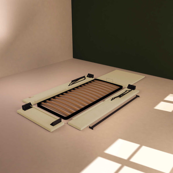 Baldiflex letto contenitore singolo in ecopelle sfoderabile Rossano crema smontato