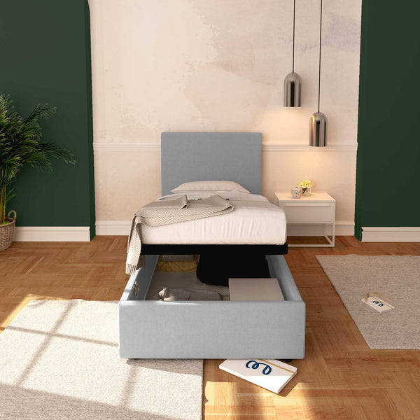 Baldiflex letto contenitore singolo in ecopelle sfoderabile Rossano grigio chiaro