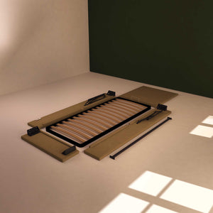 Baldiflex letto contenitore singolo in ecopelle sfoderabile Rossano marrone chiaro smontato