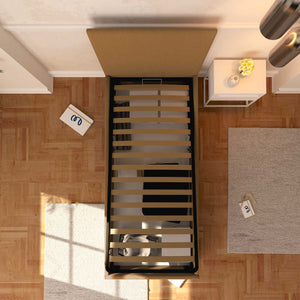 Baldiflex letto contenitore singolo in ecopelle sfoderabile Rossano marrone chiaro top