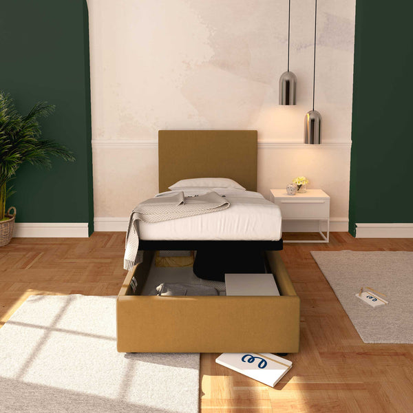 Baldiflex letto contenitore singolo in ecopelle sfoderabile Rossano marrone chiaro