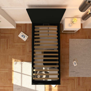 Baldiflex letto contenitore singolo in ecopelle sfoderabile Rossano nero top