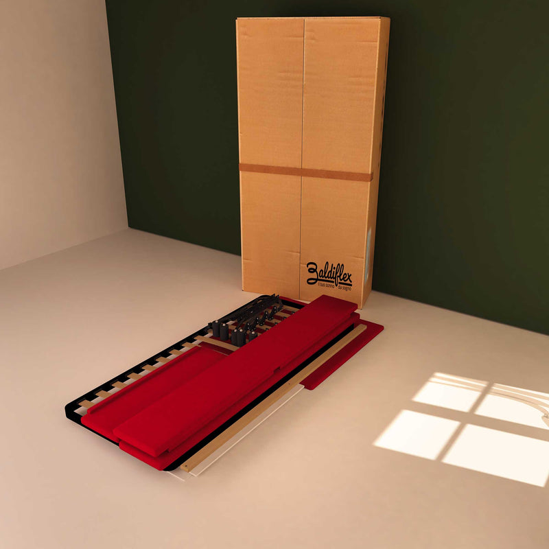 Baldiflex letto contenitore singolo in ecopelle sfoderabile Rossano rosso scatola