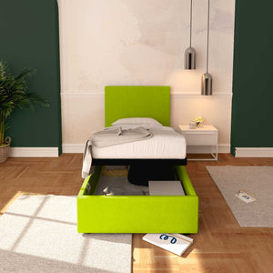 Baldiflex letto contenitore singolo in ecopelle sfoderabile Rossano verde mela