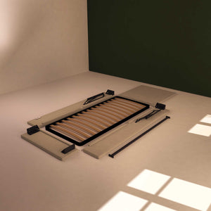 Baldiflex letto contenitore singolo in tessuto sfoderabile Rossano grigio talpa smontato