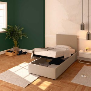 Baldiflex letto contenitore singolo in tessuto sfoderabile Rossano grigio talpa