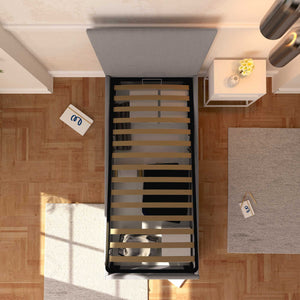 Baldiflex letto contenitore singolo in tessuto sfoderabile Rossano grigio top