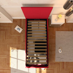 Baldiflex letto contenitore singolo in tessuto sfoderabile Rossano rosso top