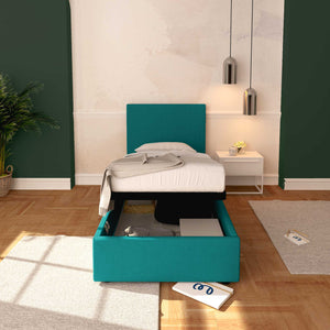 Baldiflex letto contenitore singolo in tessuto sfoderabile Rossano turchese