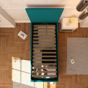 Baldiflex letto contenitore singolo in tessuto sfoderabile Rossano turchese top