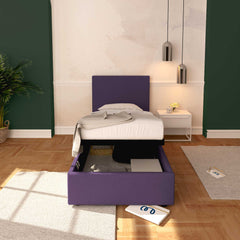 Baldiflex letto contenitore singolo in tessuto sfoderabile Rossano viola