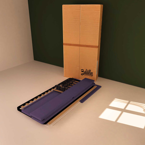 Baldiflex letto contenitore singolo in tessuto sfoderabile Rossano viola scatola