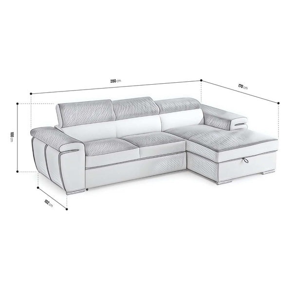 Boretto corner sofa bed with peninsula
